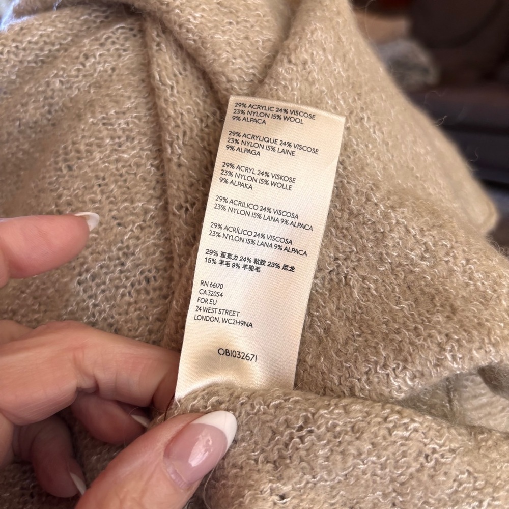 Free People, Neutral Beige Long Sleeve, Fine Gauge Pullover Swing Sweater Small - Picture 7 of 7